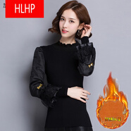 HLHP【撿漏特價(jià)】羽絨棉袖打底衫女冬配仿皮草馬甲的高領(lǐng)毛衣加絨加厚袖子內搭針織衫 木耳1領(lǐng)全身加絨蝴蝶結款 S 80-95斤