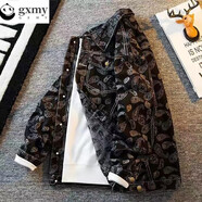 gxmy牛仔外套男春秋季潮牌衣服男士痞帥高級(jí)感印花休閑夾克男四季男裝 A11黑色 XL 【140-150斤】
