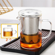 奇思貓玻璃杯帶把泡茶杯茶分水離飄逸杯耐高溫可鴨嘴公道杯帶茶具套裝 450帶嘴（鋼內膽）+2個(gè)帶把小杯