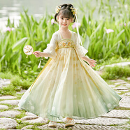 安妮優(yōu)兒（Anneyol）女童漢服春裝2025新款春夏兒童唐裝超仙古風(fēng)連衣裙中國風(fēng)女孩裙子 米黃色D袖 130