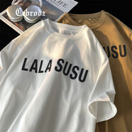 Cebrodz法國 美式重磅短袖t恤男夏季寬松純棉衣服潮牌潮流休閑情侶百搭 白色 XL