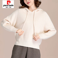 皮爾卡丹（pierre cardin）寬松慵懶風毛衣女秋冬外穿蝙蝠袖上衣加厚短款連帽衛(wèi)衣針織打底衫 荷藕色 M (建議95-110斤)