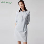 布景連衣裙女2021年夏季新品簡(jiǎn)約五分袖半開(kāi)領(lǐng)腰部抽繩格子刺繡裙