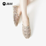 快樂瑪麗（J&M）單鞋女鏤空透氣女鞋平底休閑一腳蹬漁夫鞋女懶人鞋百搭 金色 37 