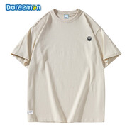 哆啦A夢（DORAEMON）哆啦A夢學(xué)院cleanfit基礎(chǔ)款簡約寬松休閑短袖T恤情侶男女同款 淺卡其 L