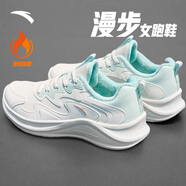 安踏漫步運(yùn)動(dòng)鞋女鞋2025夏季皮網(wǎng)面透氣輕便防潑水軟底耐磨跑步鞋子女 漫步棉鞋|象牙白/泡沫綠-10 38