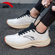 安踏（ANTA）男鞋秋季輕云丨男子厚款跑鞋男皮面網(wǎng)面同款運動(dòng)鞋男士跑步鞋子男 白堊色/基礎黑-3 網(wǎng)面透氣 39