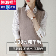恒源祥100純羊毛背心女士2025秋冬新款女裝百搭時(shí)尚馬甲純色V領(lǐng)針織坎肩 駝色-園領(lǐng) L【適合110斤-120斤】