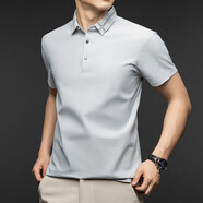 富鋌（FORTEI）無(wú)痕短袖體恤男中年爸爸裝純色商務(wù)半袖衫錦氨高彈冰絲短袖T恤男 官方旗艦08米白 均碼 5