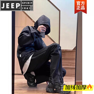JEEP SPIRIT黑武士防水沖鋒衣男女款春秋美式工裝機能褲子爬山套裝戶(hù)外登山服 8021黑色沖鋒褲加 絨【男女款】 XL