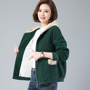 邁帛中老年女裝媽媽裝衛衣外套女春秋款40-50歲時(shí)尚寬松洋氣休閑上衣 綠卡其色（8225加絨加厚款） L碼 (建議105- 120斤 )