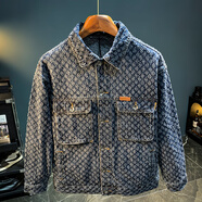 謙集 2025春秋牛仔外套男士個(gè)性潮牌長(cháng)袖夾克復古美式經(jīng)典休閑寬松 LFS2051 藍色 常規 L 125-140斤