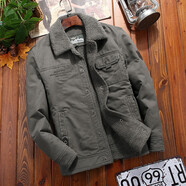 JP男裝棉服翻領(lǐng)休閑棉衣冬季保暖工作外套3166 軍綠色 5XL(200斤-215斤)