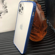 【配鋼化膜】凱彩 適用蘋果12pro手機殼iPhone磨砂半透明個性潮流鏡頭全包硅膠防撞防摔保護套 iPhone12 Pro-深藍(lán)【配鋼化膜】
