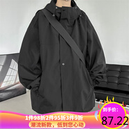 主意范沖鋒衣夾克外套男春秋三合一寬松潮胖大碼防水防風(fēng)多拉鏈情侶外套 JK8002黑色 XL 130-150斤