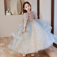 兒童禮服公主裙高端女孩亮片生日花童蓬蓬紗晚禮服女童主持演出服 蓬蓬裙長款 120 身高110-120 體重35-45斤