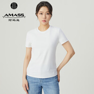 阿瑪施（AMASS）女裝2025新款縫線(xiàn)設計修身短袖莫代爾T恤女5301025 5301024 圓型領(lǐng)-白 XL (5碼)
