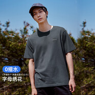拓路者（Pioneer Camp）男士短袖夏季圓領(lǐng)戶(hù)外運動(dòng)純棉繡花T恤大碼0縮水透氣打底上衣男裝 碳灰色 L