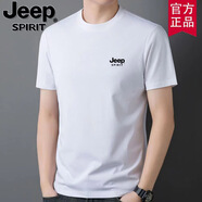 JEEP SPIRIT吉普時(shí)尚純棉短袖t恤男士圓領(lǐng)休閑夏季半袖體恤衫百搭透氣上衣 白色短袖 XL（建議125-135斤）