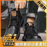 穎督牛皮馬丁靴男2025春季新款男鞋中幫復(fù)古工裝潮鞋子男士皮靴 黑色系帶【四季升級款】 41