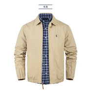POLO SPORT拉夫勞倫Ralph Lauren春秋款純棉翻領(lǐng)夾克老干部保羅男裝外套 卡其色 M 現(xiàn)貨-