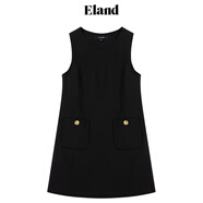 ELAND衣戀春季連衣裙女圓領(lǐng)學(xué)院風(fēng)A字版型背心連衣裙 黑色(19)Black S