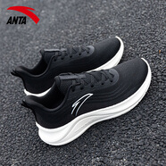 安踏（ANTA）女鞋一體織輕質(zhì)跑步鞋子女秋冬新款軟底網(wǎng)面透氣運動(dòng)鞋休閑慢跑鞋 黑/城堡灰 36