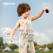 aqpa【135g新疆棉】夏款寶寶背心無(wú)袖薄上衣純棉兒童坎肩新生嬰兒背心 星際小天(后背網(wǎng)眼款） 80cm