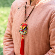 王的手創(chuàng  )手工diy醒獅刺繡材料包平安符自繡送男友荷包布藝初學(xué) 項鏈掛件成品（艾葉填充）