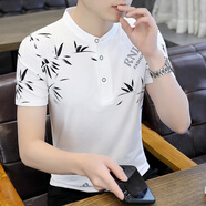 edcofgivensi純棉短袖T恤男士立領(lǐng)夏季新款半截袖青年時(shí)尚潮流印花男裝上衣服 5811-白色 L (170) 100-115斤