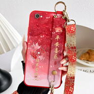 格蘭納適用vivoX9手機殼蛇年新款X9Plus腕帶支架X9s高顏值X9L硅膠X9SPlus蓮花平安男女Z5軟殼斜挎掛脖繩 中國紅-蓮花平安紅【送背帶】 VIVO X9