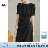 范思藍(lán)恩黑色氣質(zhì)通勤短袖連衣裙女夏季短袖法式收腰顯瘦裙子2038 氣質(zhì)黑 XL