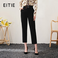 愛(ài)特愛(ài)（EITIE）經(jīng)典高腰黑色直筒休閑褲顯瘦通勤百搭OL春季新款6905606 極簡(jiǎn)黑20 XL 170