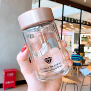 【超精致】森森貓SUNS雙層玻璃杯女卡通創(chuàng  )意便攜隔熱防燙少女學(xué)生小清新可愛(ài)小巧隨手兒童早餐小巧水杯子 雙層迷你杯粉180毫升+杯刷