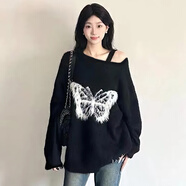 凡伊聆毛衣女慵懶風(fēng)秋冬2024新款韓版長(cháng)袖上衣純欲外穿寬松破洞針織黑色 露肩毛絨蝴蝶針織衫【黑色】 均碼 【建議130斤以?xún)取?
                                         title=
