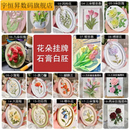 香薰石膏娃娃涂色石膏掛牌花朵石膏浮雕畫(huà)彩繪石膏娃娃diy材料包 全套18個(gè)裝花卉+圖紙+絲帶 無(wú)顏料