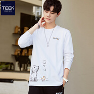 TEEK長袖t恤男上衣服青少年新款秋冬季男裝秋衣 潮流休閑春秋款體恤衫 HE628白色 M