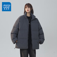 真維斯（JEANSWEST）羽絨棉服女冬季2024年新款加厚棉襖寬松小個(gè)子短款面包服棉衣外套 灰色 純色 L
