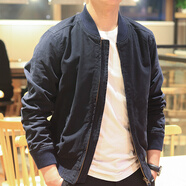 戰楓美國AF春秋新款夾克外套男休閑百搭純棉迷彩茄克衫簡(jiǎn)約飛行棒球服 寶藍色 S 建議100-120斤