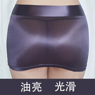 秀絲路超短裙性感齊小短裙透明透視露臀無(wú)打底迷你包臀裙緊身冰絲彈 【油亮款】灰色 均碼