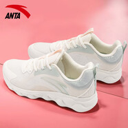 安踏（ANTA）運(yùn)動(dòng)鞋女鞋 秋季輕便跑步鞋子女軟底緩震跳繩鞋 象牙白/白灰綠-2 35.5