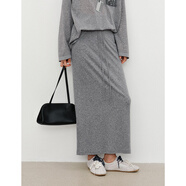 衣香麗影高級感淺灰色中長(cháng)半身裙950733105 灰色 XL