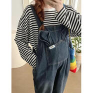 革曼孕婦裝2025新款孕婦背帶褲春秋款孕婦套裝小個(gè)子大碼休閑牛仔褲 單件背帶褲 M