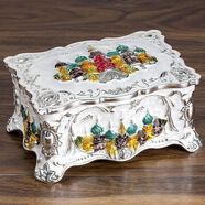 俄羅斯首飾盒公主歐式復古創(chuàng  )意網(wǎng)紅多功能大號飾品盒化妝盒收納盒 城堡首飾盒銀白