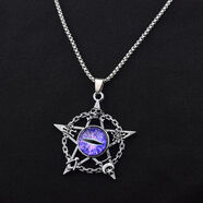 江浸月男生項鏈個(gè)性潮流 百搭帥氣霸氣酷男嘻哈潮流掛學(xué)生禮物吊墜SN790 鏤空五角星紫眼睛