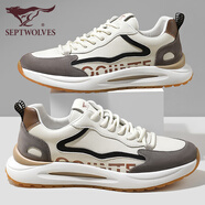 七匹狼鞋子男鞋秋季款男士休閑鞋網(wǎng)面透氣運動(dòng)皮鞋跑步鞋耐磨小白鞋男 白色 皮面款3319 41 皮鞋碼