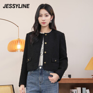 Jessy line杰茜萊秋季新短款黑色百搭小個子香風(fēng)chic女士外套 商場同款 黑色 L