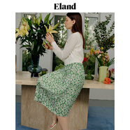 ELAND衣戀半身裙雪紡花朵碎花裙中長(cháng)款甜美風(fēng)百褶裙夏 綠色(40)Green M 165
