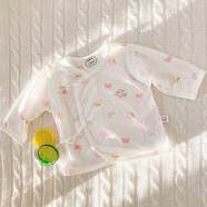 迪尼豆豆（dinidoudu）夏季嬰兒上衣新生嬰兒兒衣服寶寶純棉薄款初生上衣和尚服無(wú)骨夏裝 夏季和尚服（上衣）花香蝶舞粉 59 碼 新生兒0-2月內