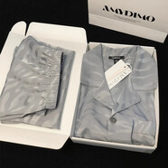 TFZF高端真絲男士睡衣夏季短袖桑蠶絲送男朋友520禮物家居服禮盒套裝 煙灰色【短袖+短褲】 M